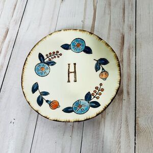 Creative Co-op “H” Mini Plate Flowers Blueberries